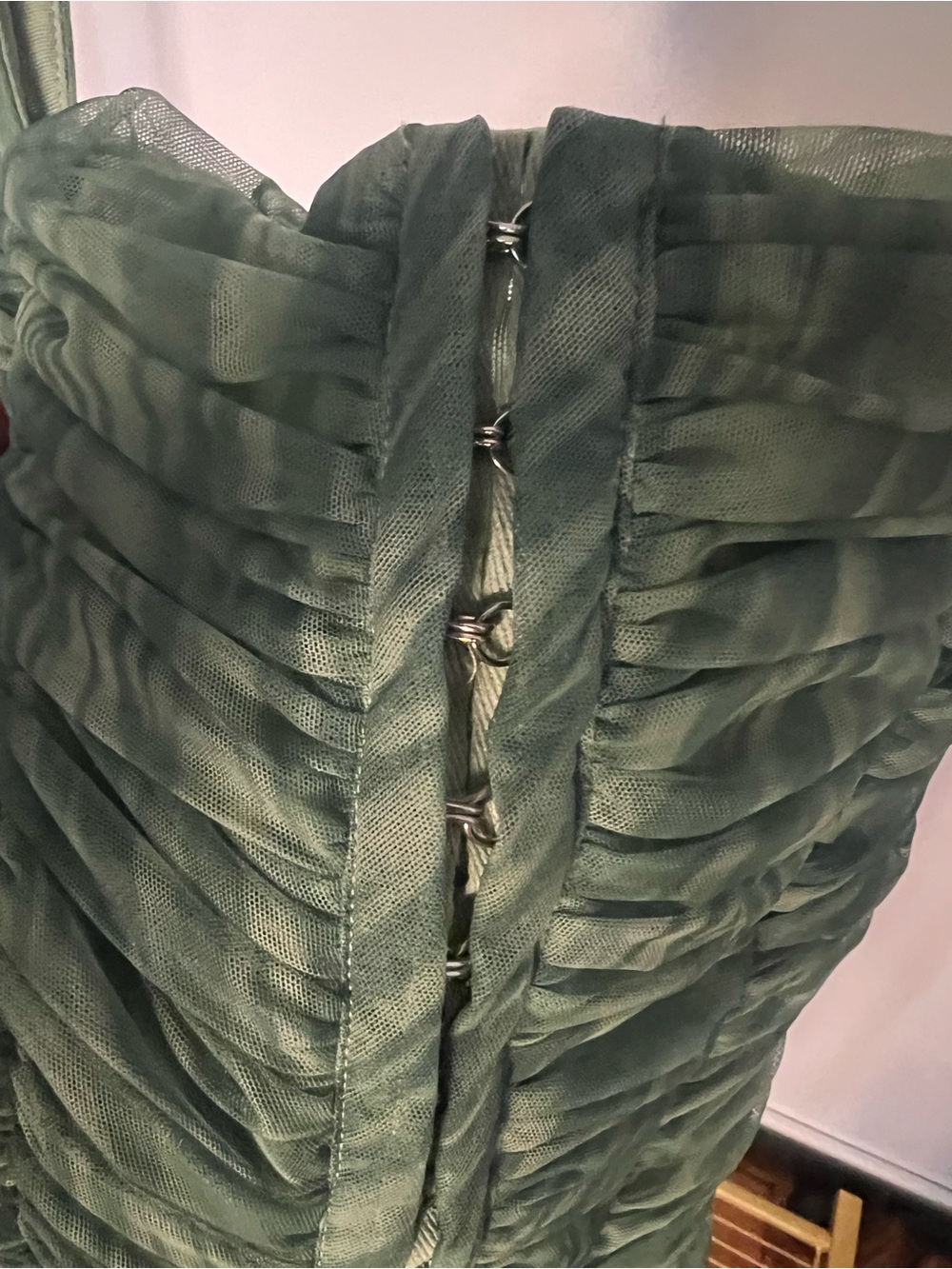 House of CB Sage Green Ruched Mini Dress - Picture 4 of 8